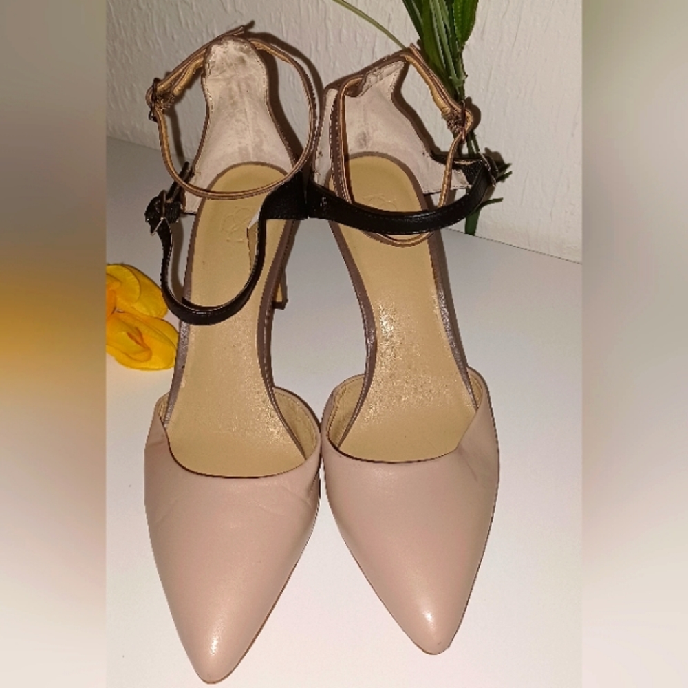 Ann Taylor Two-Tone Ankle Strap Heel